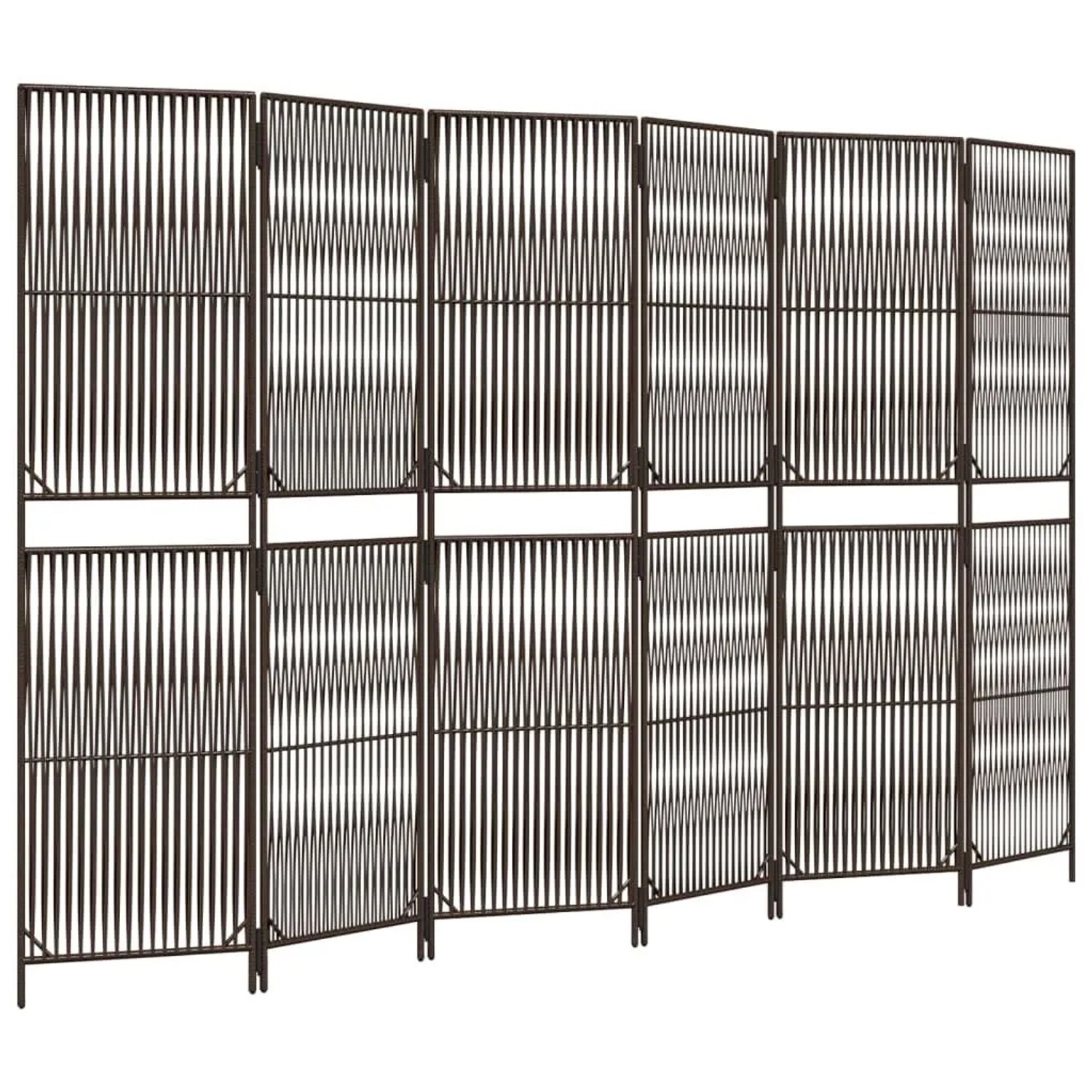 vidaXL Paravent 6 Tlg Braun Poly Rattan 365385