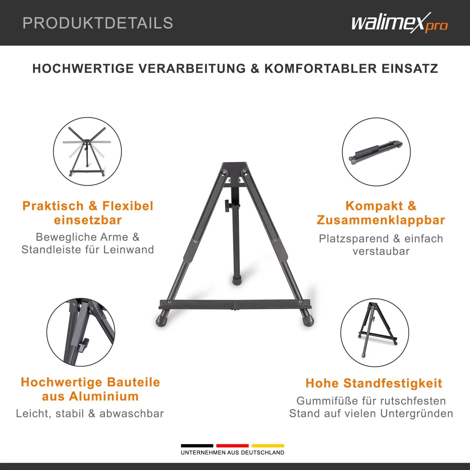 Walimex Pro Tischstaffelei Klappbar Staffelei Aluminium Leinwand Tragetasche_4