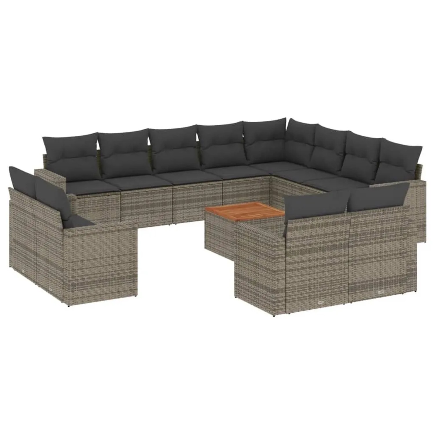 Thumbnail - vidaXL 13-Tlg Garten-Sofagarnitur mit Kissen Grau Poly Rattan 3224394