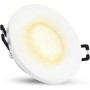 Weißer, runder SSC-LUXon LED Einbaustrahler BEDA, flach, IP65, 4W Warmweiß, für Bad & Außen.