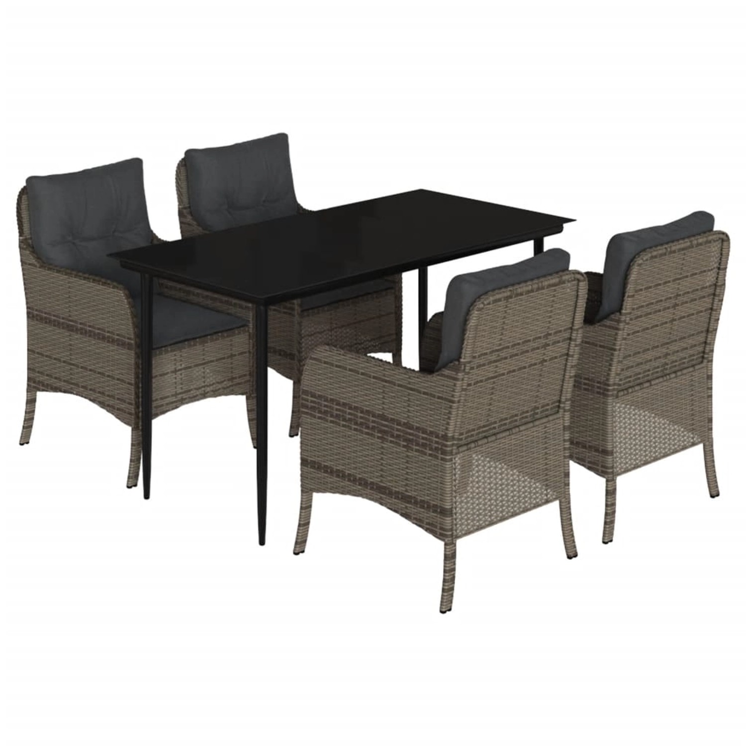 vidaXL 5-Tlg Garten-Essgruppe mit Kissen Grau Poly Rattan 3211950 günstig online kaufen