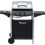 Tepro Gasgrill Fremont, kompakter Grillwagen in Schwarz/Silber mit Seitenkochfeld und Ablage.