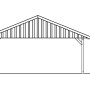 Skizze Carport Schwarzwald, weiß, mit Dachlattung und Maßangaben.