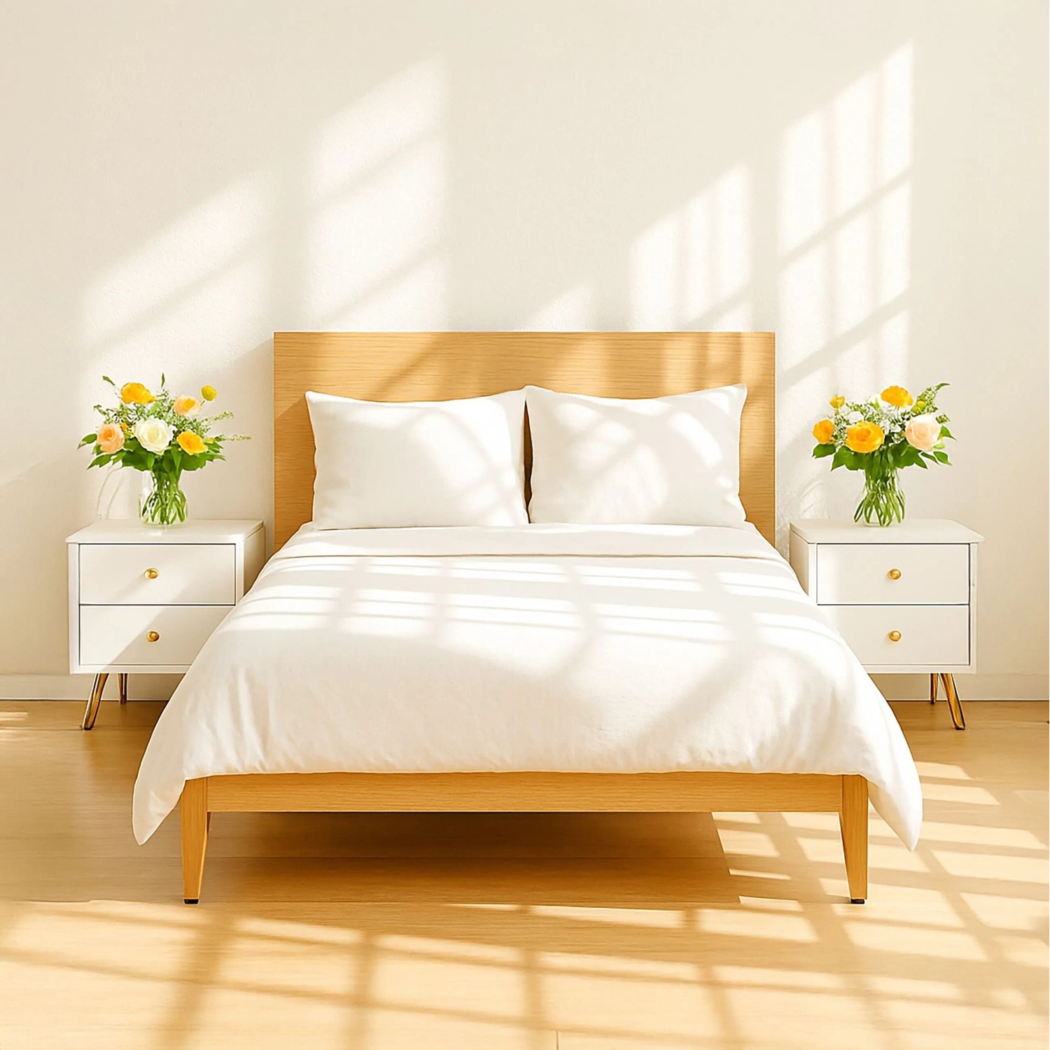 Relaxdays Nachttisch 2er Pack MDF Eisen Weiß Gold Mit 2 Schubladen 41,5 x 40 x 32,5 cm 8,2 kg_2
