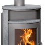 Justus Kaminofen Island Aqua mit Speckstein, gussgrau, 10 kW, Energieeffizienzklasse A+.