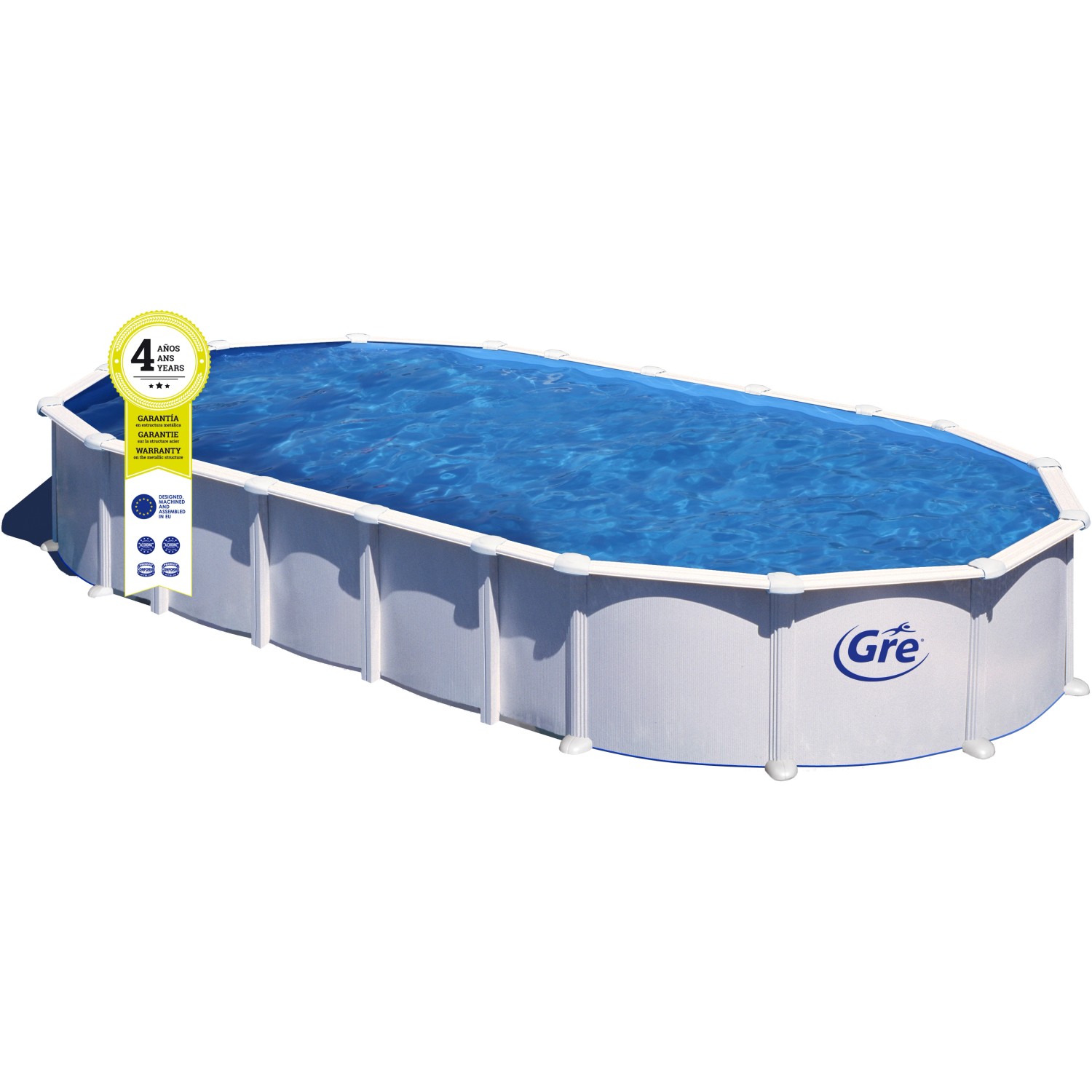 Gre Stahlwand-Pool Haiti 800 cm x 470 cm x 132 cm Omega-System Oval Weiß