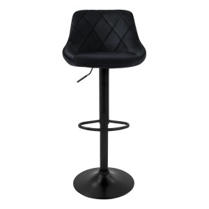 ML-Design Barhocker 4er Set, schwarz, Samt, gepolstert, drehbar und höhenverstellbar.