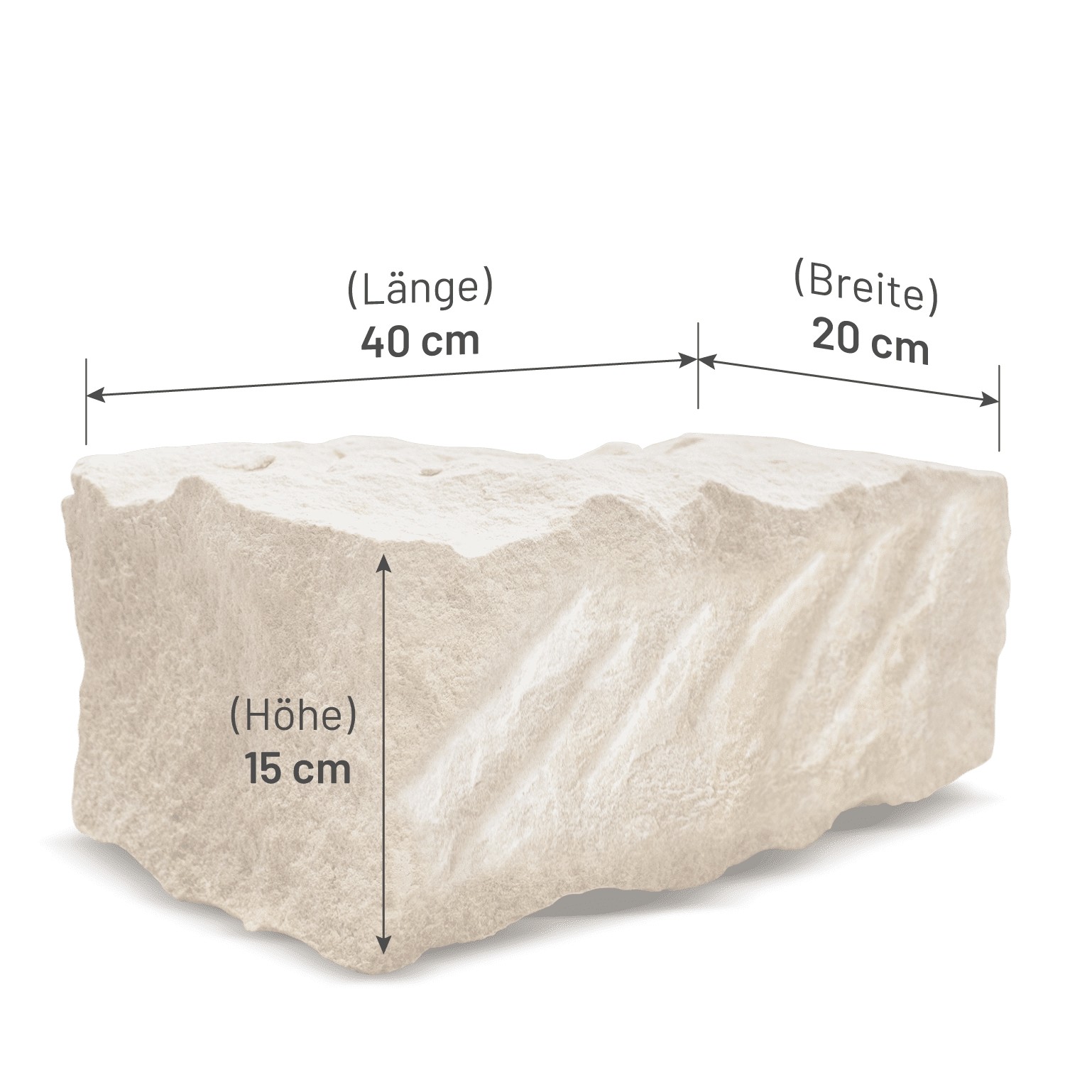 Galamio Sandstein Randstein, 40x20x15 cm, gespalten, rustikal für Gartenwege und Beeteinfassungen.