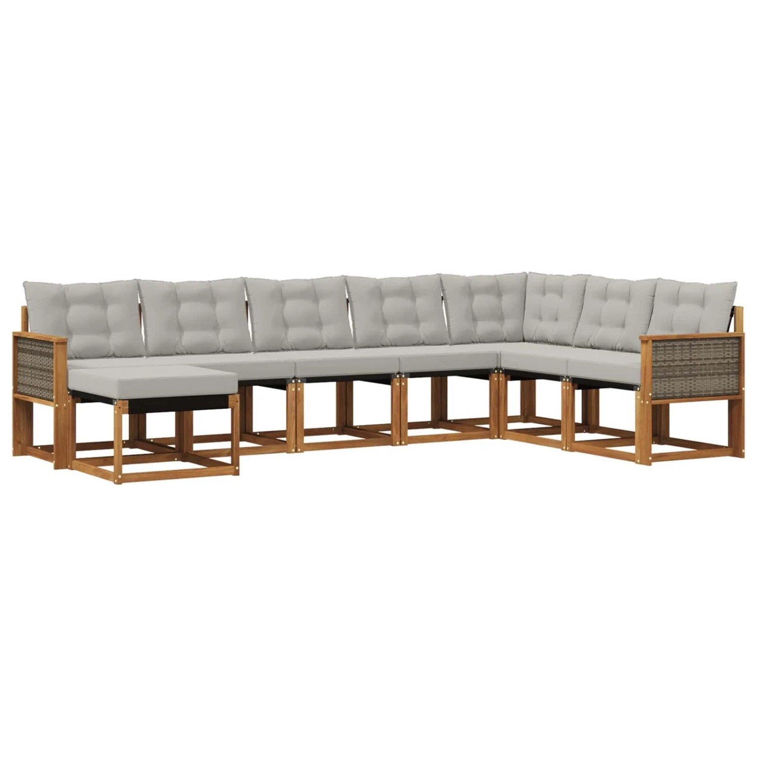 vidaXL Outdoor-Sofagarnitur mit Kissen 8 Stk Natur und Hellgrau 3382139