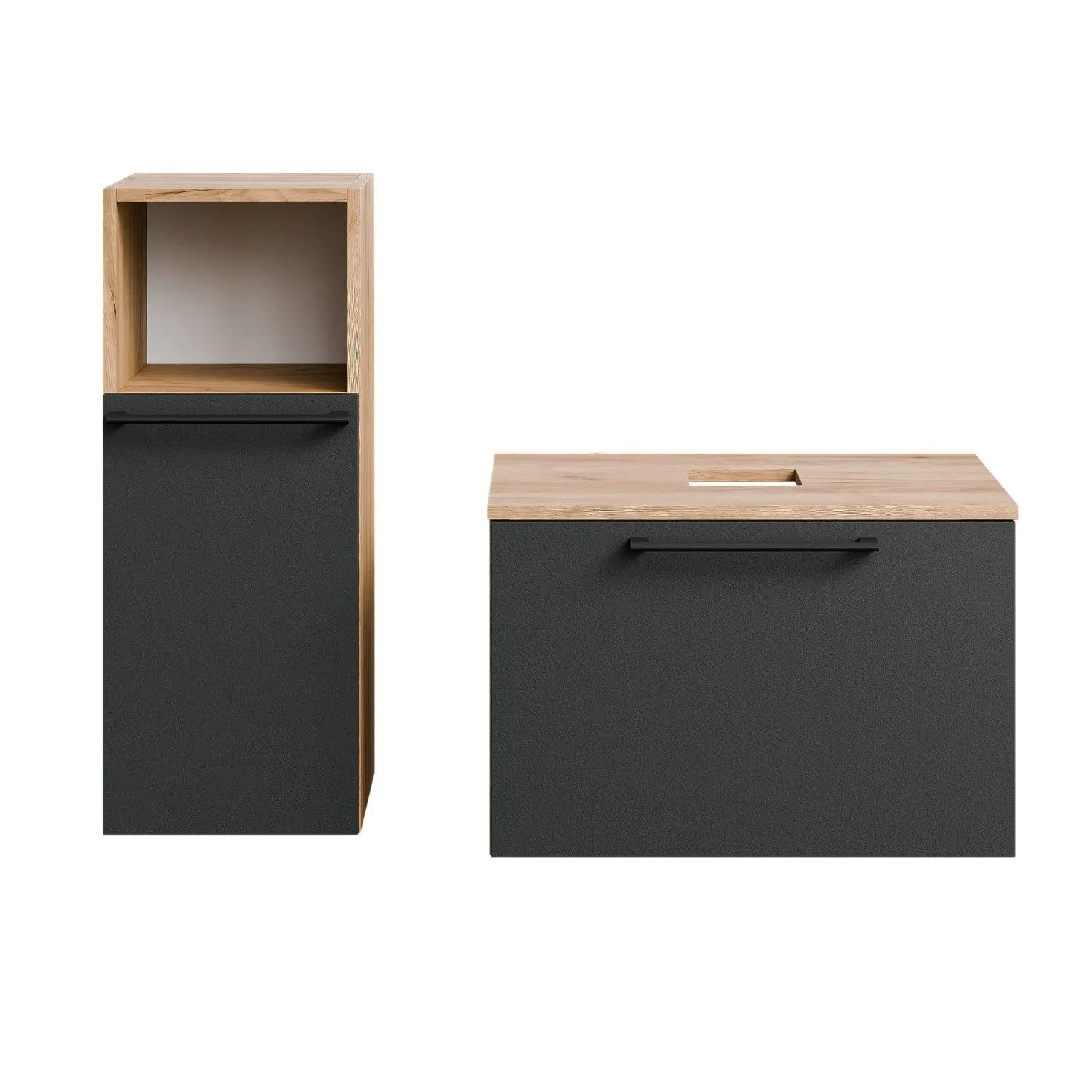 Planetmöbel ASTRA Badmöbel Set 60 cm ohne Waschbecken Midischrank Soft Close
