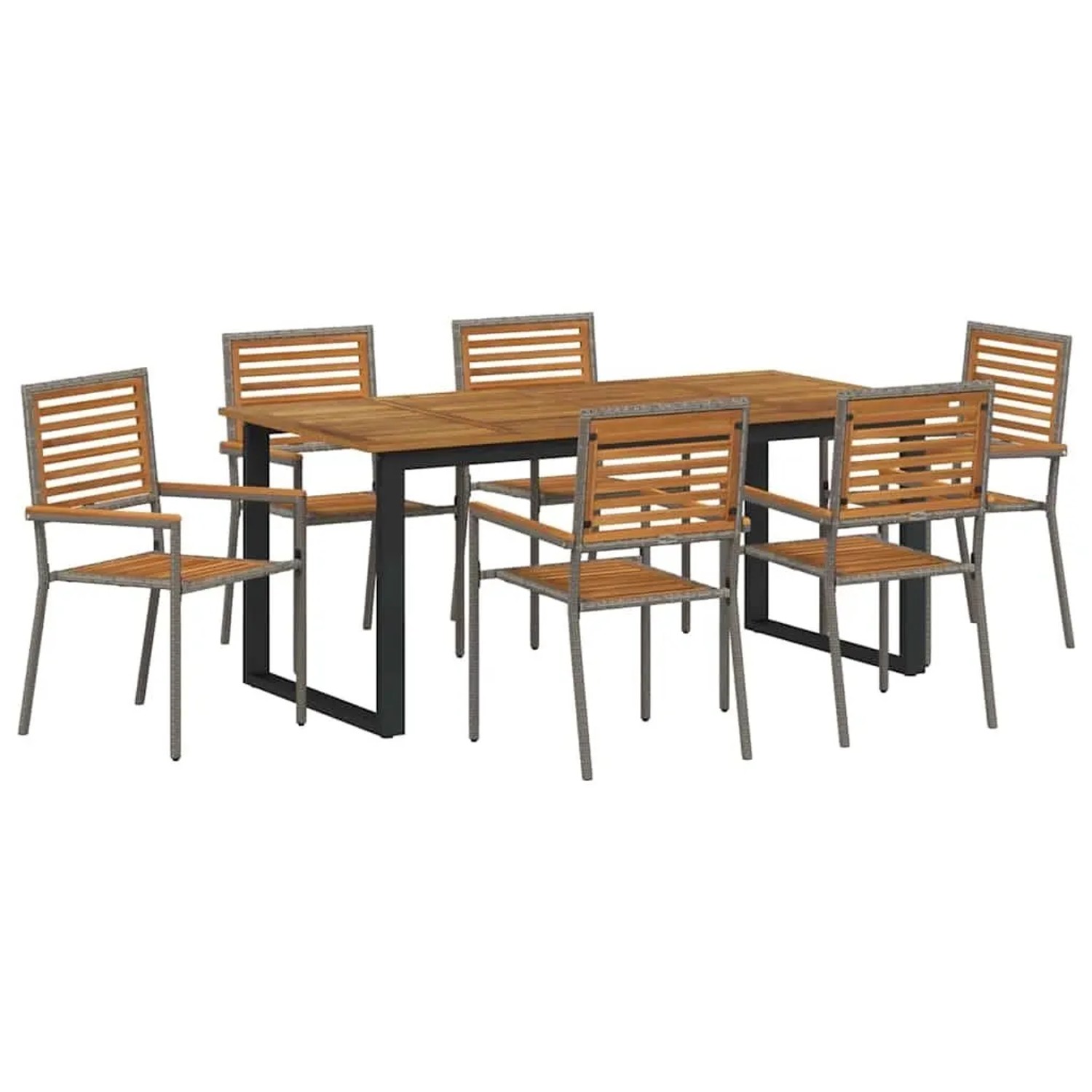 vidaXL Garten Essgruppe 7-Tlg Grau Massivholz Akazie 3365464