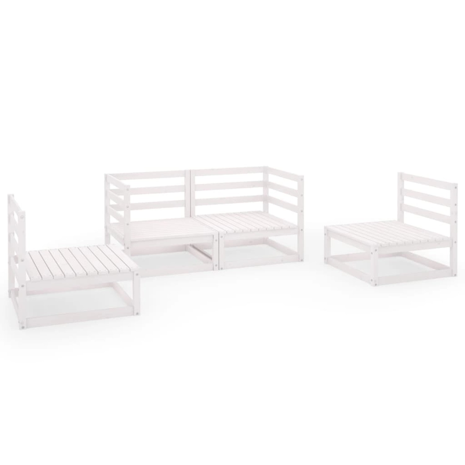 vidaXL 4-Tlg Garten-Lounge-Set Weiß Massivholz Kiefer 3075380