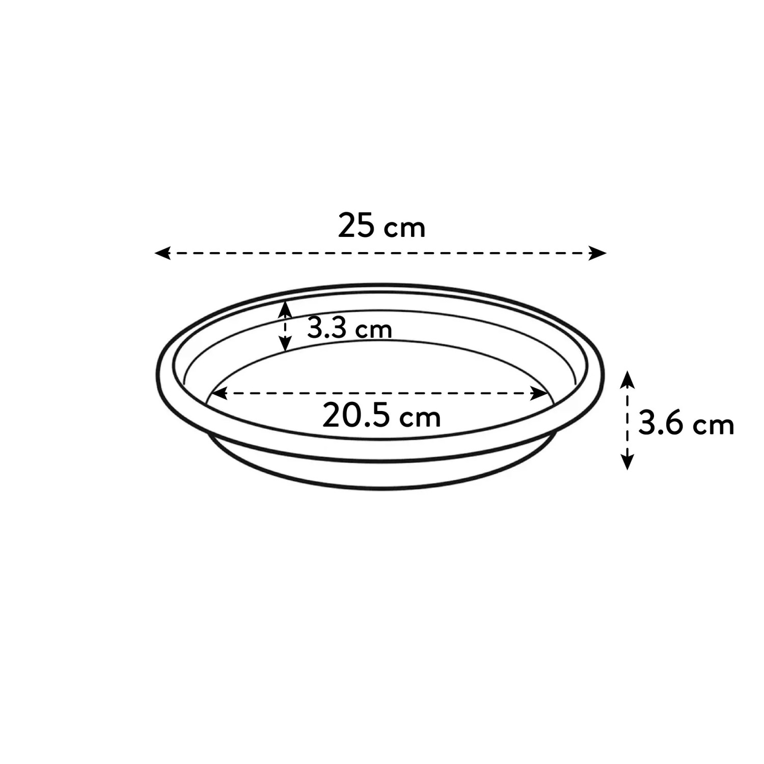 Elho Universal Untersetzer, Ø 25cm, anthrazit, mit Maßangaben. Ideal für drinnen und draußen.