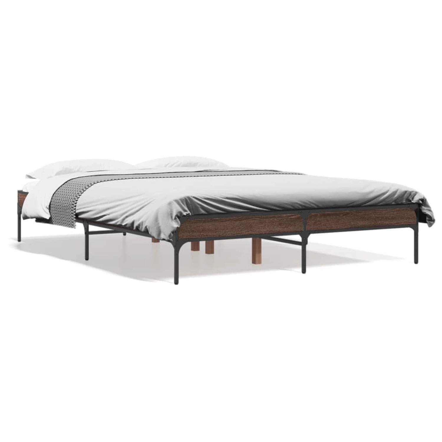 vidaXL Bettgestell Braun Eichen-Optik 140x190 cm Holzwerkstoff Metall 84504 günstig online kaufen