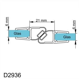 Schemazeichnung Schulte Magnetprofile 45° für Serie MasterClass, Duschdichtung mit Maßen.
