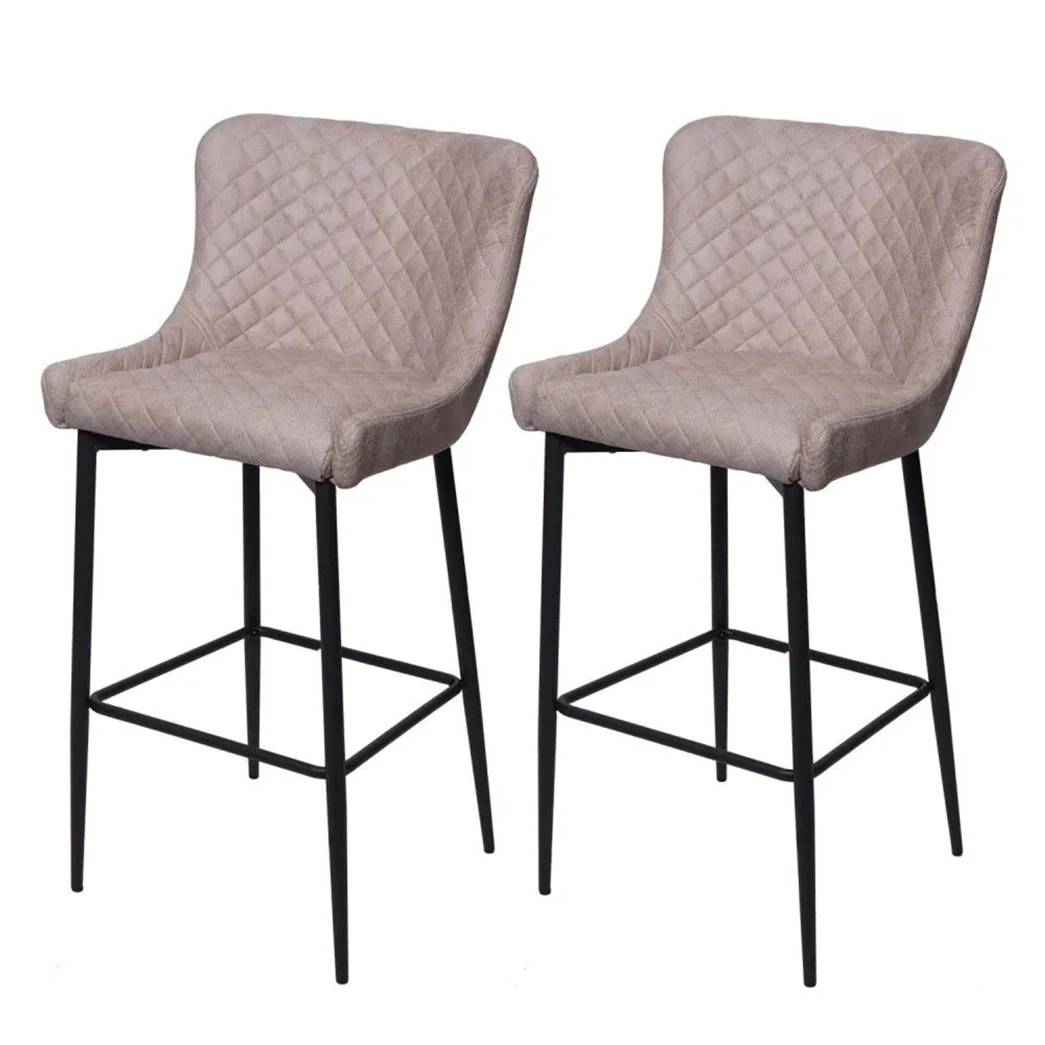 MCW Barhocker H79 2er-Set Stoff/Textil Grau