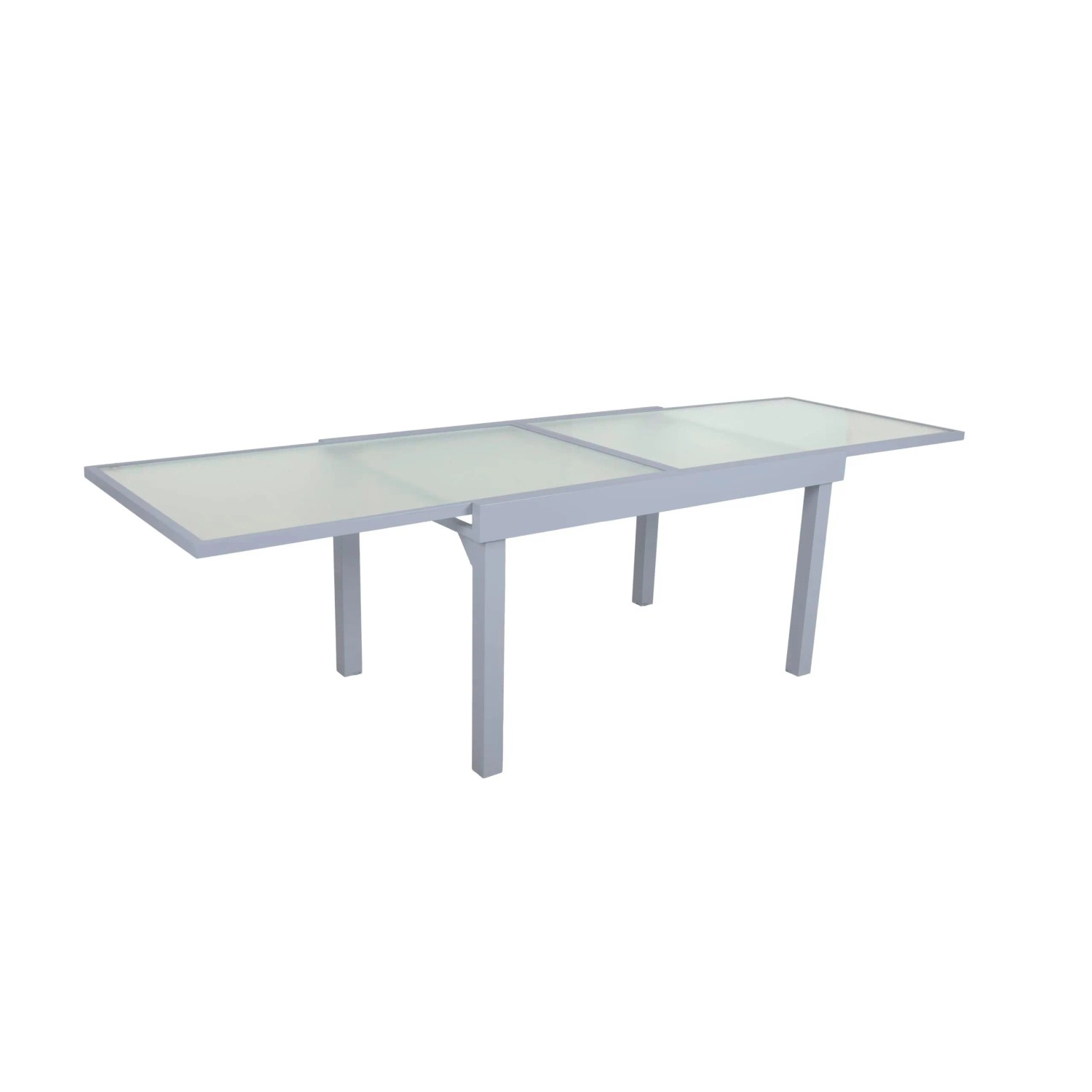 DELUKE Gartentisch ADAM Aluminium-Temperglas Grau 90x135x75cm Ausziehtisch Esstisch Wetterfest Outdoor Tisch