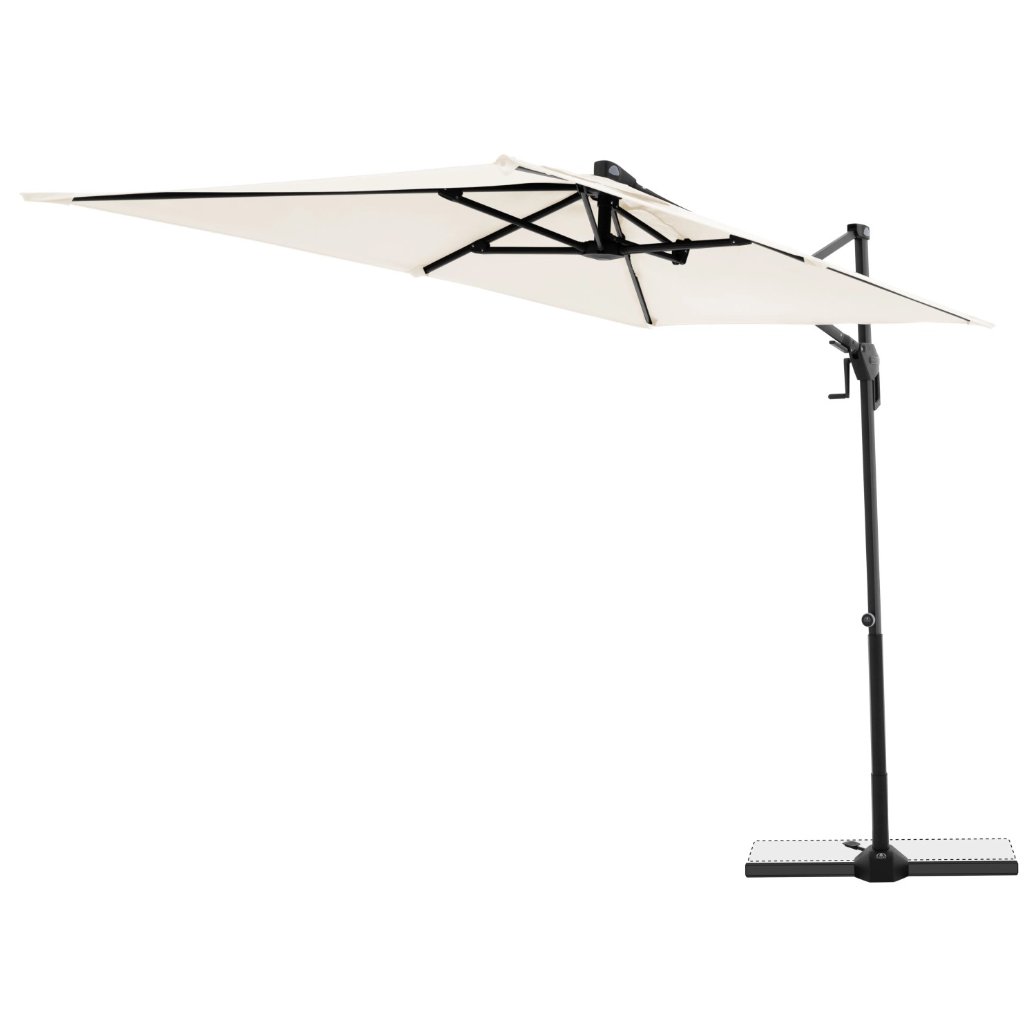 Doppler Ampelschirm, 245x135 cm, Natur, mit Kurbel. Rechteckiger Sonnenschirm für Garten und Balkon.