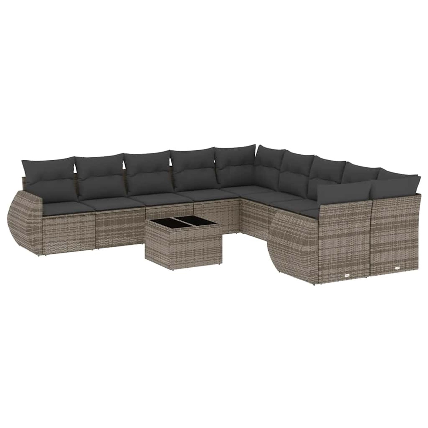 vidaXL 11-Tlg Garten-Sofagarnitur mit Kissen Hellgrau Poly Rattan 3254259 günstig online kaufen