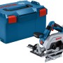 Bosch Professional Akku-Kreissäge GKS 18V-57-2 L Solo mit L-Boxx. Handkreissäge in Blau und Silber.