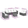 vidaXL 9-tlg. Garten-Sofagarnitur Beige Poly Rattan mit Maßen. Gartenmöbel für Terrasse und Garten.