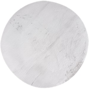 Runder, silberner Kurzflorteppich Lalee Heaven, Ø 120 cm, aus kuscheligem Kunstfell.