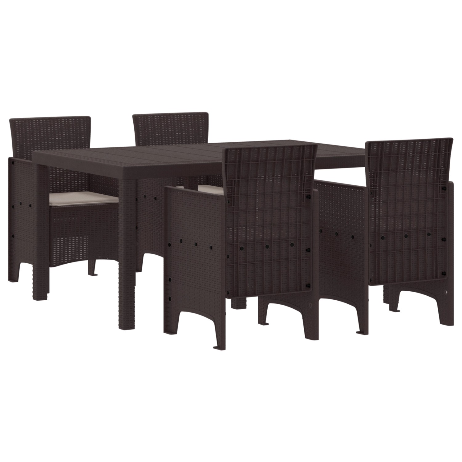 vidaXL 5-Teilige Garten Essgruppe mit Kissen Braun Poly-Rattan 3378698 günstig online kaufen