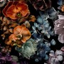 Marburg Fototapete Uni Modern Schwarz mit Blumenmuster, detailreich und farbenfroh.