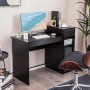 Schwarzer Costway Schreibtisch aus Holz mit Schublade und Ablage, 104x50x82 cm.