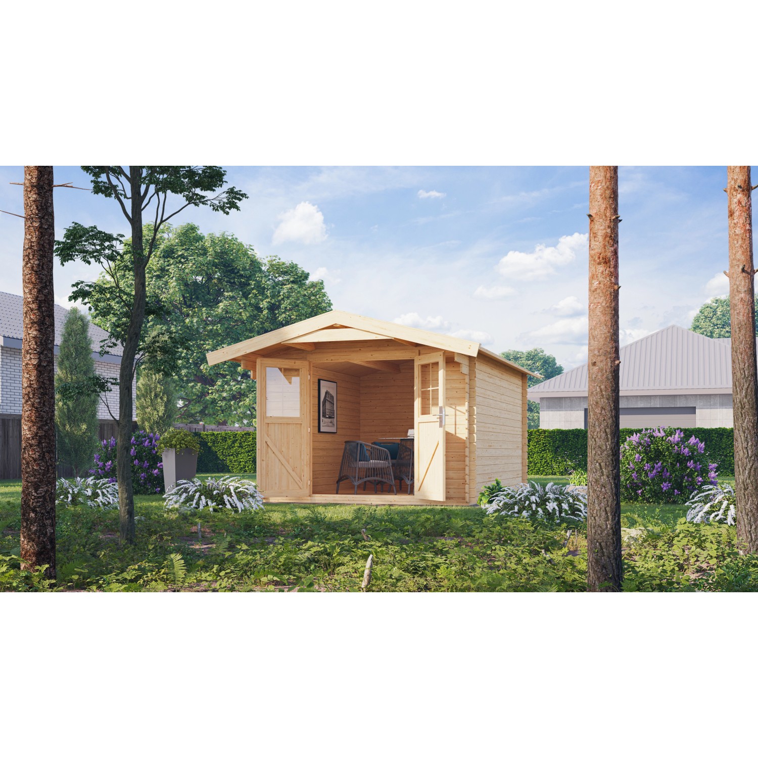 Karibu Gartenhaus/Gerätehaus Högland 8 Naturbelassen 297 cm x 387 cm