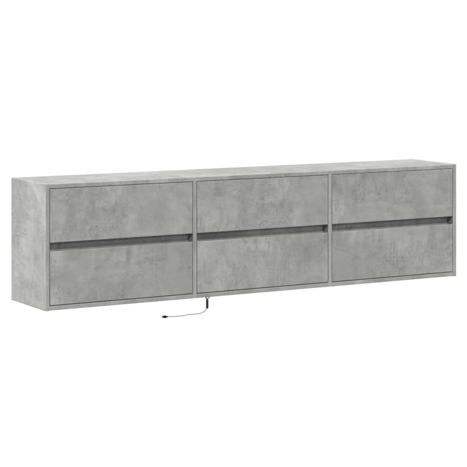 vidaXL TV-Wandschrank mit LED Betongrau 180x31x45 cm 3307936