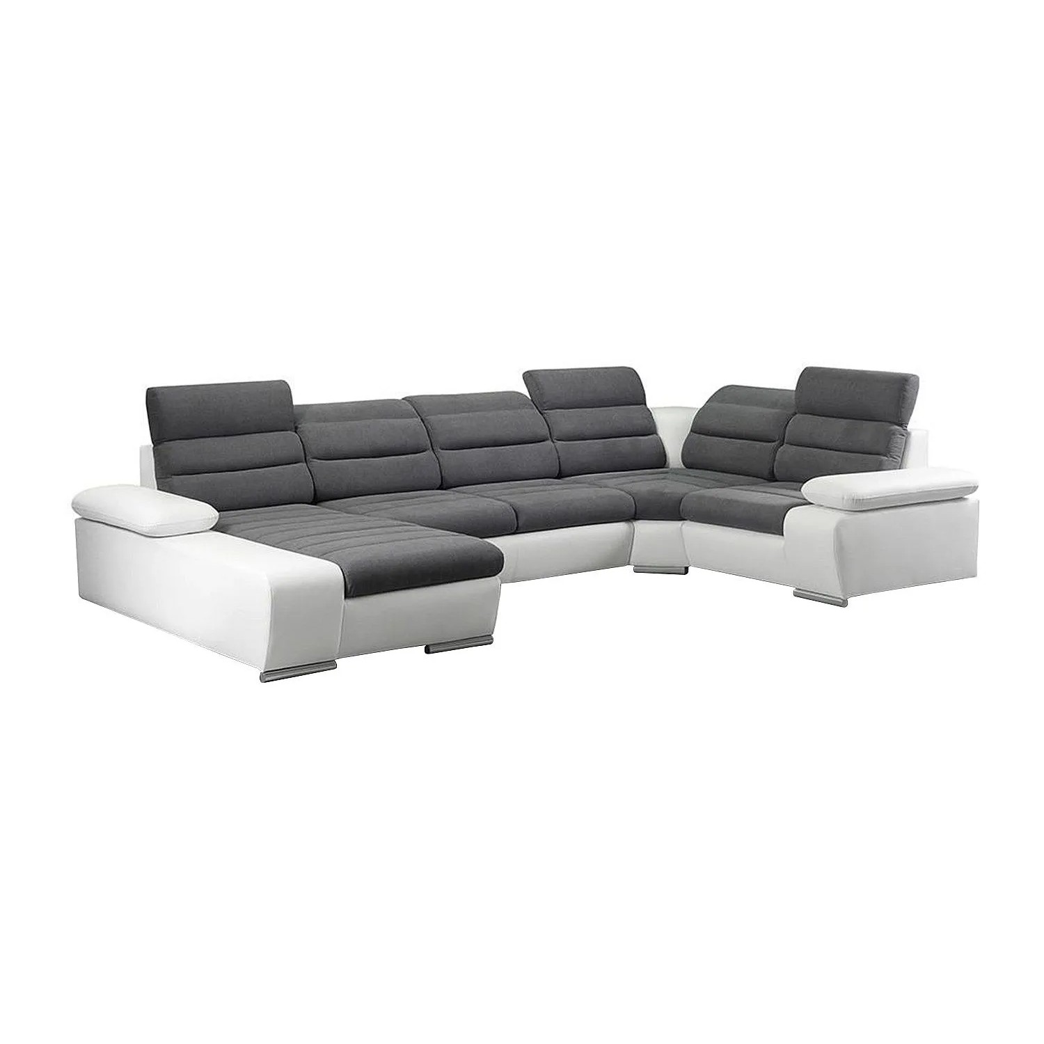 Vente-unique Schlafsofa Boileau Grau  Weiß 362 cm