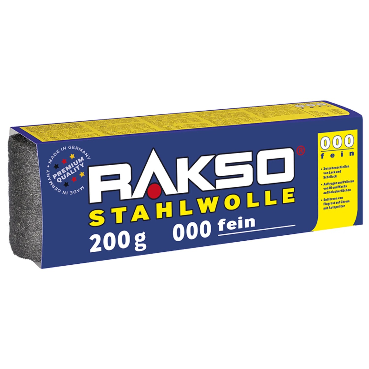 RAKSO Stahlwolle Banderole Sorte 000 Fein 1 x 200g
