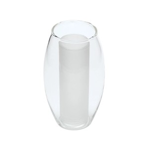 Ovaler, klarer Lampenschirm mit matter Innenseite, 54 mm Durchmesser, für G9 Fassung. Ersatzglas für Leuchten.