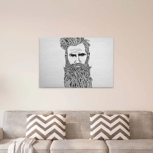 Bricoflor Leinwandbild mit Bart im Industrial Style, Wanddeko für Loft, Büro oder Wohnzimmer.