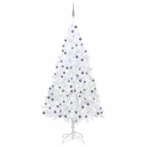 vidaXL Künstlicher Weihnachtsbaum mit Beleuchtung & Kugeln Weiß 240 cm 3077715