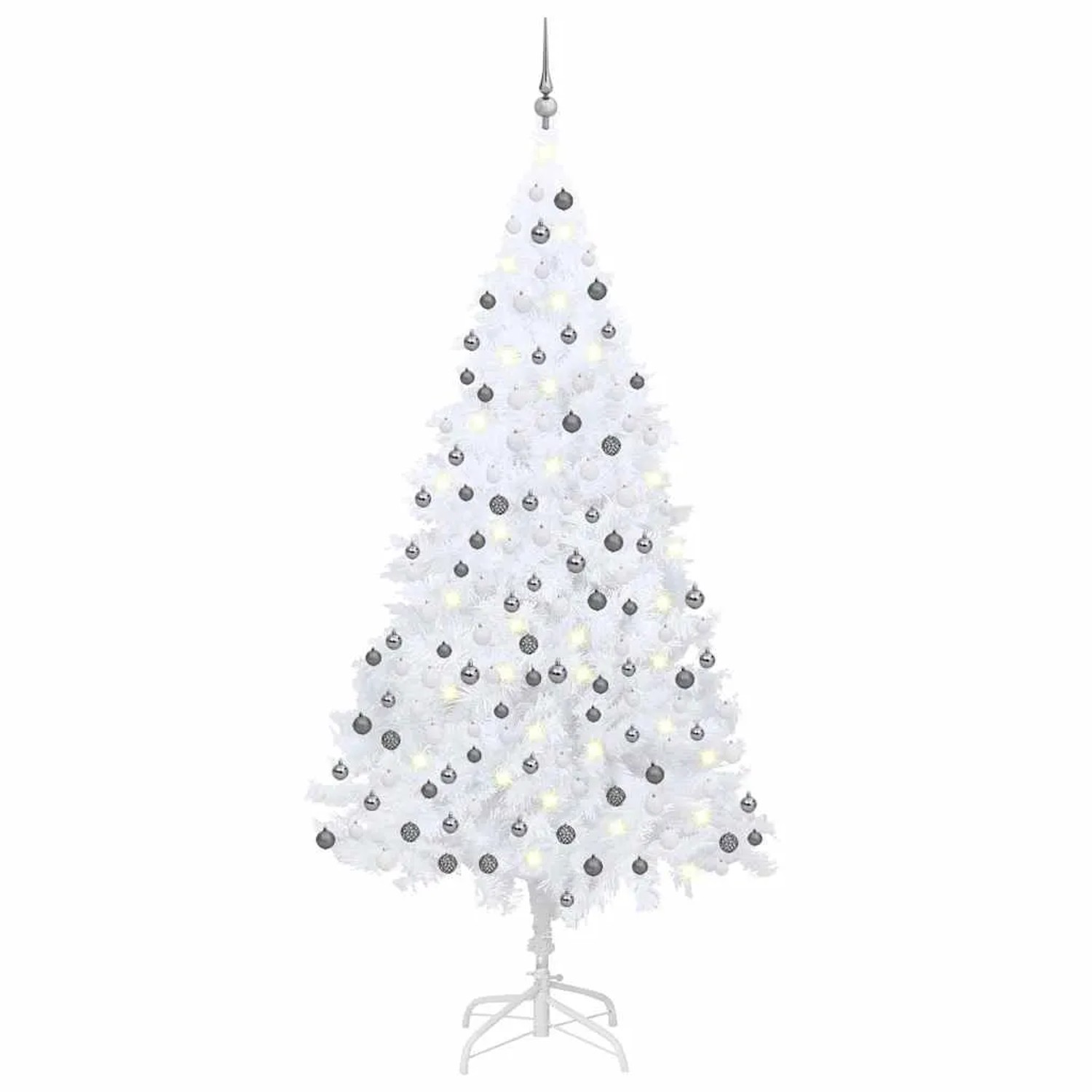 vidaXL Künstlicher Weihnachtsbaum mit Beleuchtung & Kugeln Weiß 240 cm 3077715