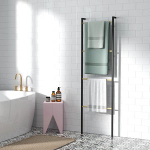 HOMCOM Handtuchleiter 49 x 167,5 cm mit 4 Stangen Schwarz