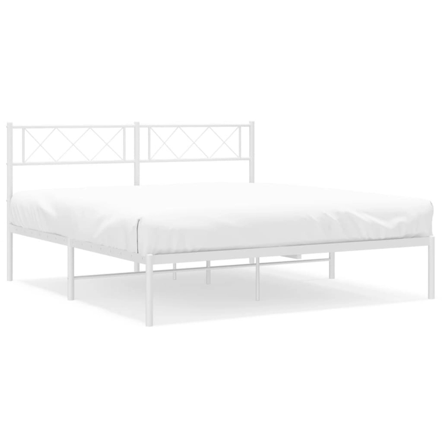 vidaXL Bettgestell Bettrahmen mit Kopfteil Metall Weiß 140x200 cm Bett Bett günstig online kaufen