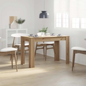 Rechteckiger vidaXL Esstisch Artisan-Eiche aus Holzwerkstoff, 120x60 cm, gedeckt im Esszimmer.