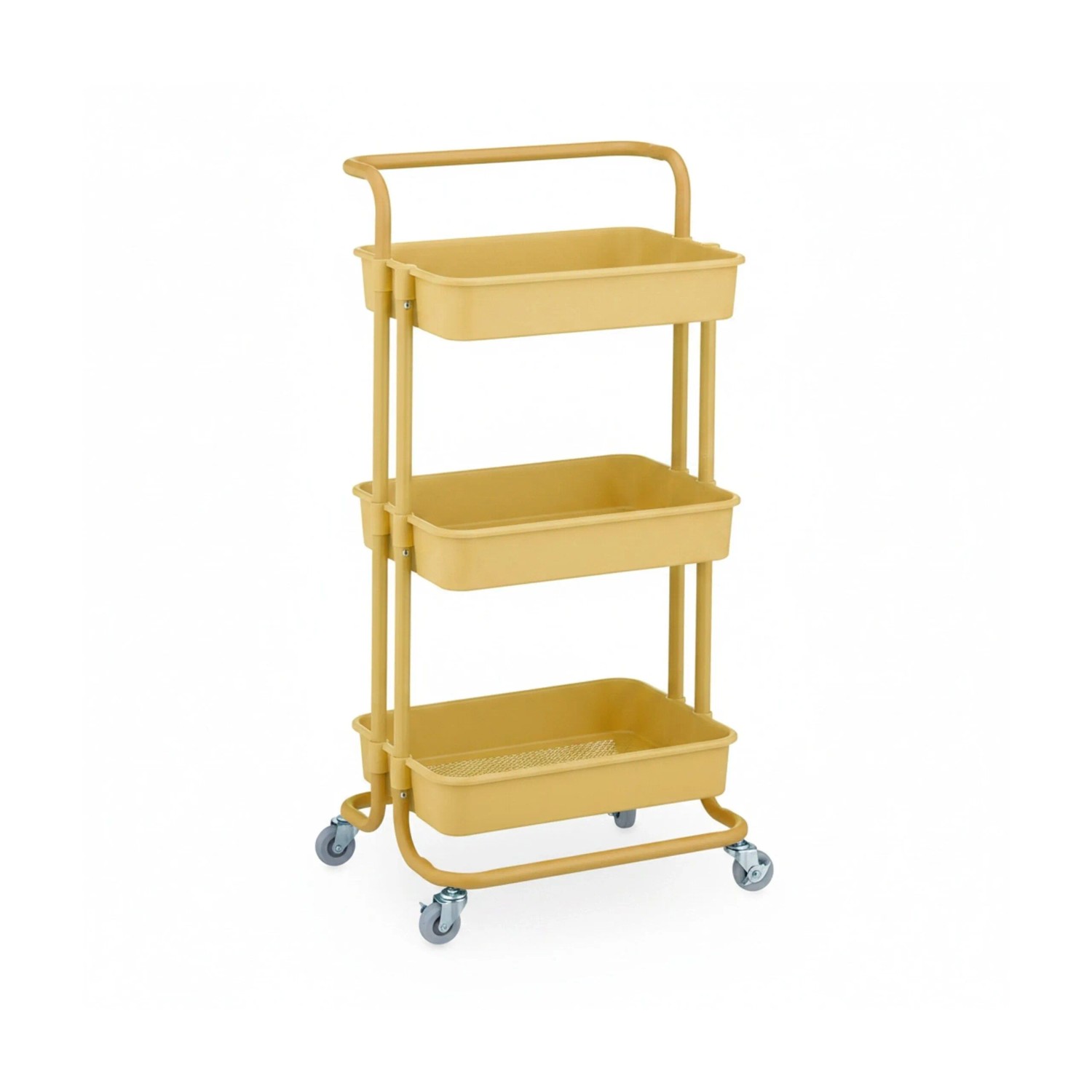 Relaxdays Rollwagen Stahl Gelb Mit Rollen Feststellbar 86 cm x 42,5 cm x 42 cm 3,3 kg