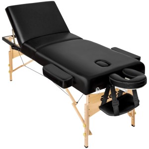 Tectake 3 Zonen Massageliege Set  Breite 70 cm  Polsterung 10 cm Inklusive Hocker  Lagerungsrollen und Tragetasche  218 x 102 x 90 cm Schwarz