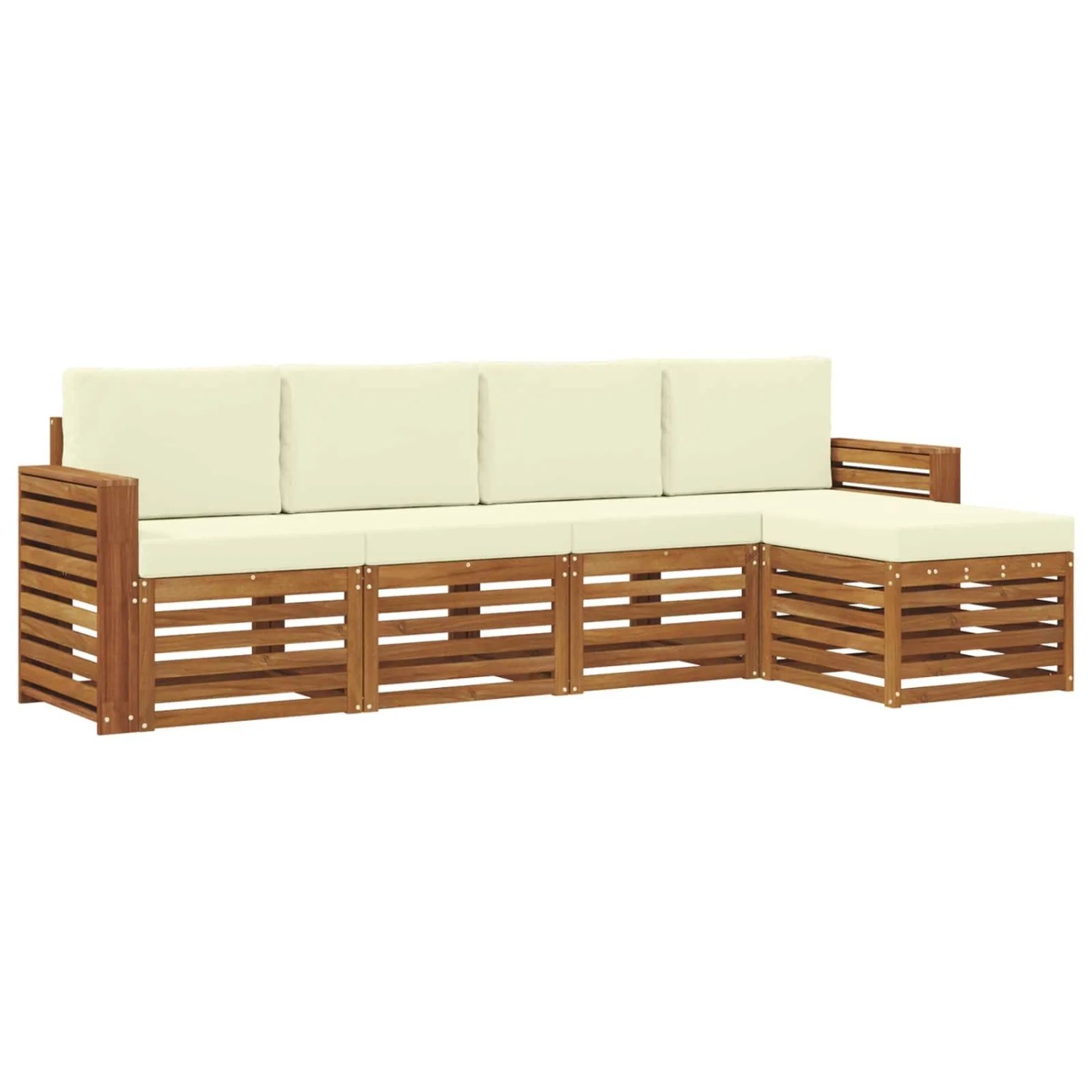 vidaXL Sofagarnituren 5 Tlg Natur und Creme Massivholz Akazie 3374655