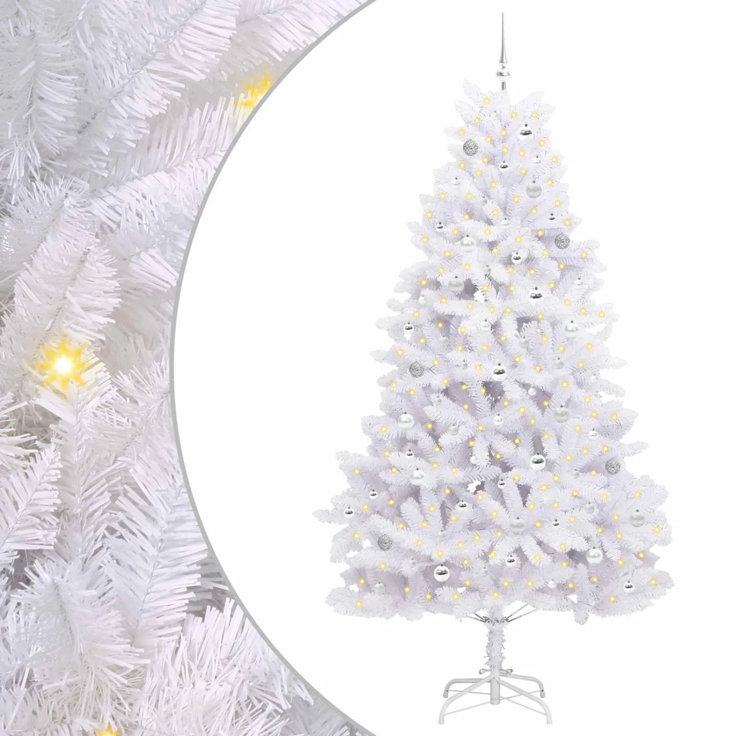 vidaXL Künstlicher Klappbarer Weihnachtsbaum Weiß 240 cm PVC und Stahl 3426617