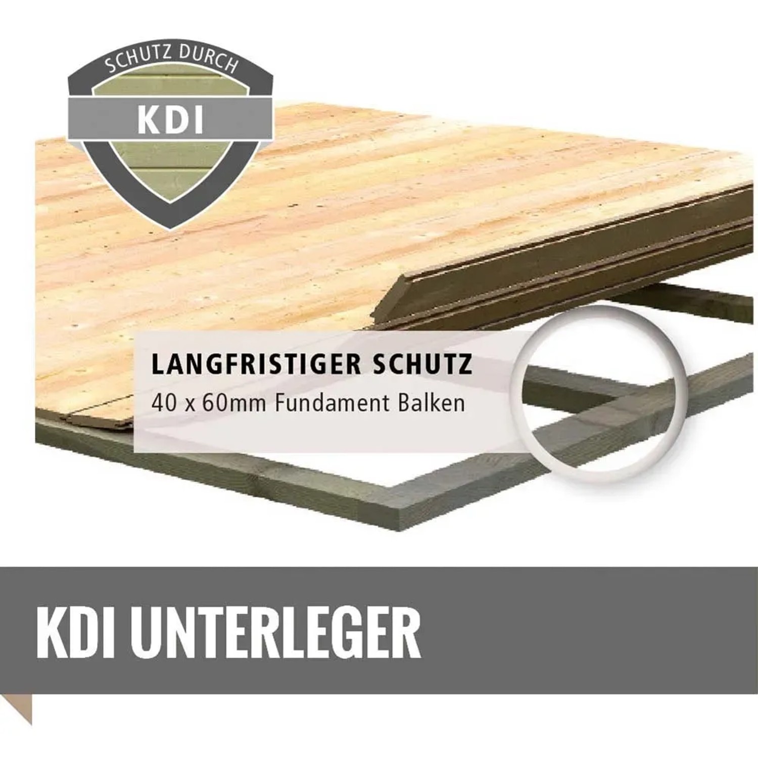 Fundamentbalken (40x60mm) für Karibu Holz-Gartenhaus, KDI-imprägniert für langanhaltenden Schutz.