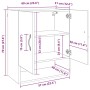 Maßzeichnung vidaXL Wandschrank Artisan-Eiche 60x31x70 cm mit 2 Türen und 3 Fächern.