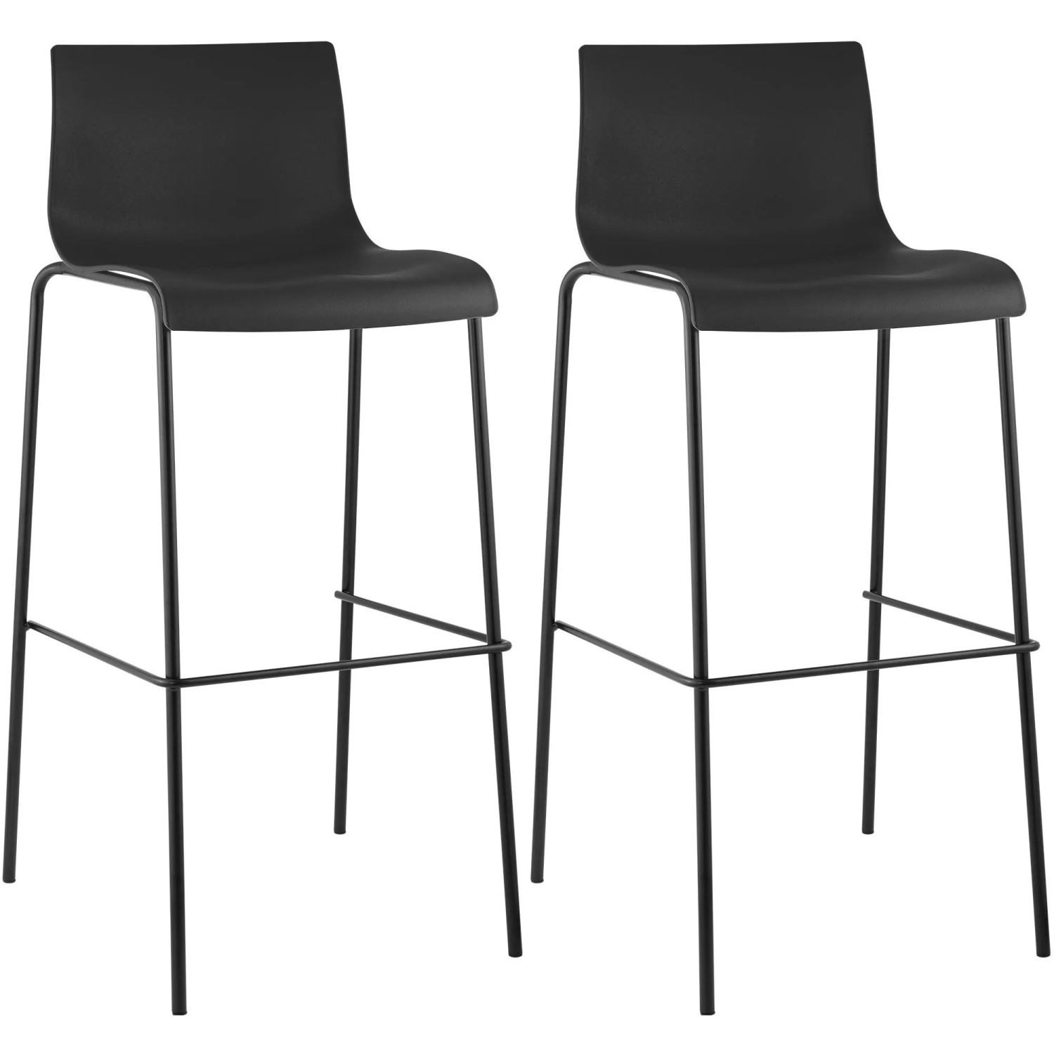 CLP 2er Set Barhocker Hover Kunststoff 4-Fuß Gestell Schwarz/Schwarz