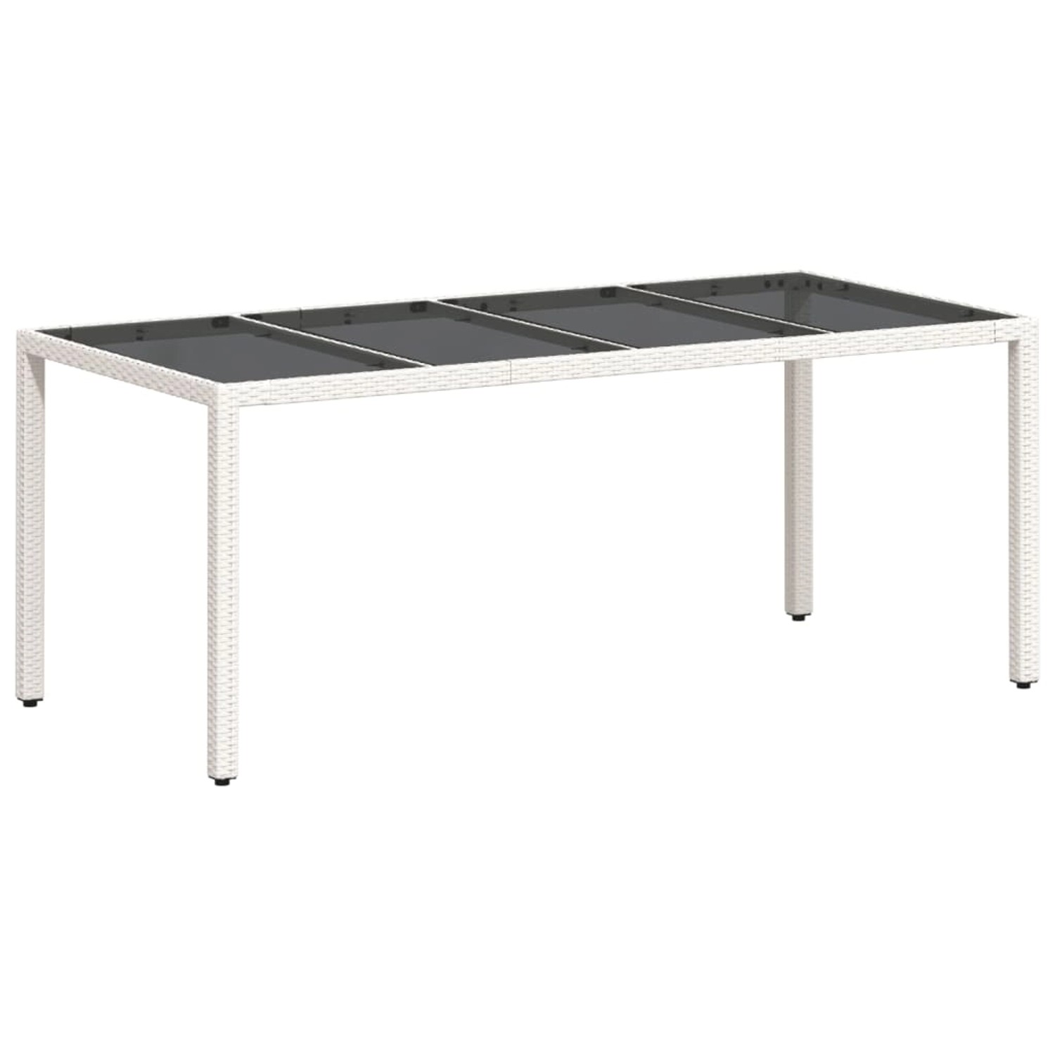 vidaXL Gartentisch mit Glasplatte Weiß 190x90x75 cm Poly Rattan 368129 günstig online kaufen