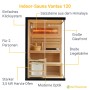 Artsauna Vantaa Sauna 120x120 mit 3,5 kW Ofen: 2-Personen-Sauna mit Glasfront, Salzsteinen und Zubehör.