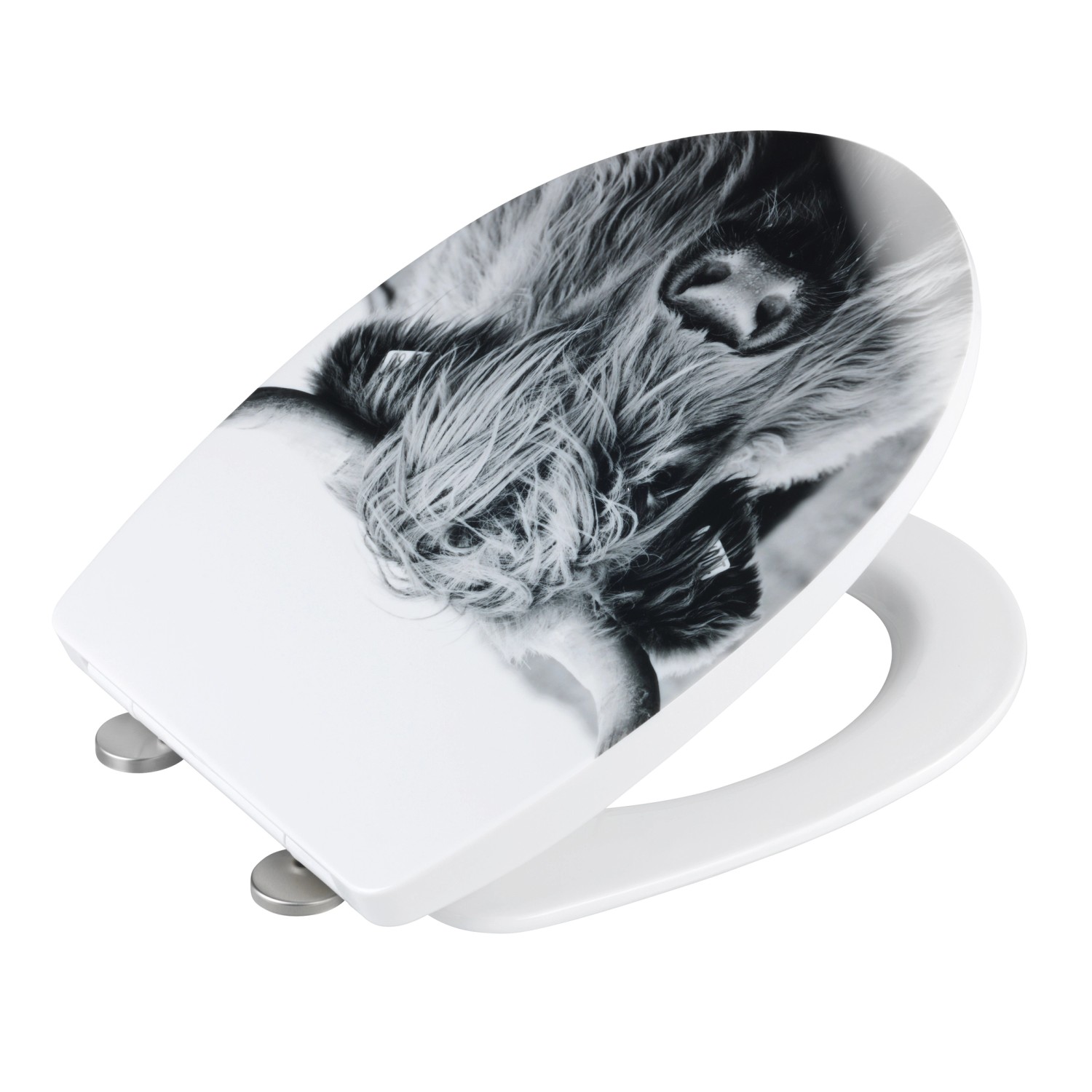 Wenko WC-Sitz Yak High Gloss mit Hunde-Motiv, Thermoplast, Absenkautomatik.